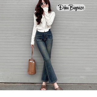 Quần jean ống loe lưng cao co giãn bigsize,quần bò ống loe co giãn cho các nàng chubby q501
