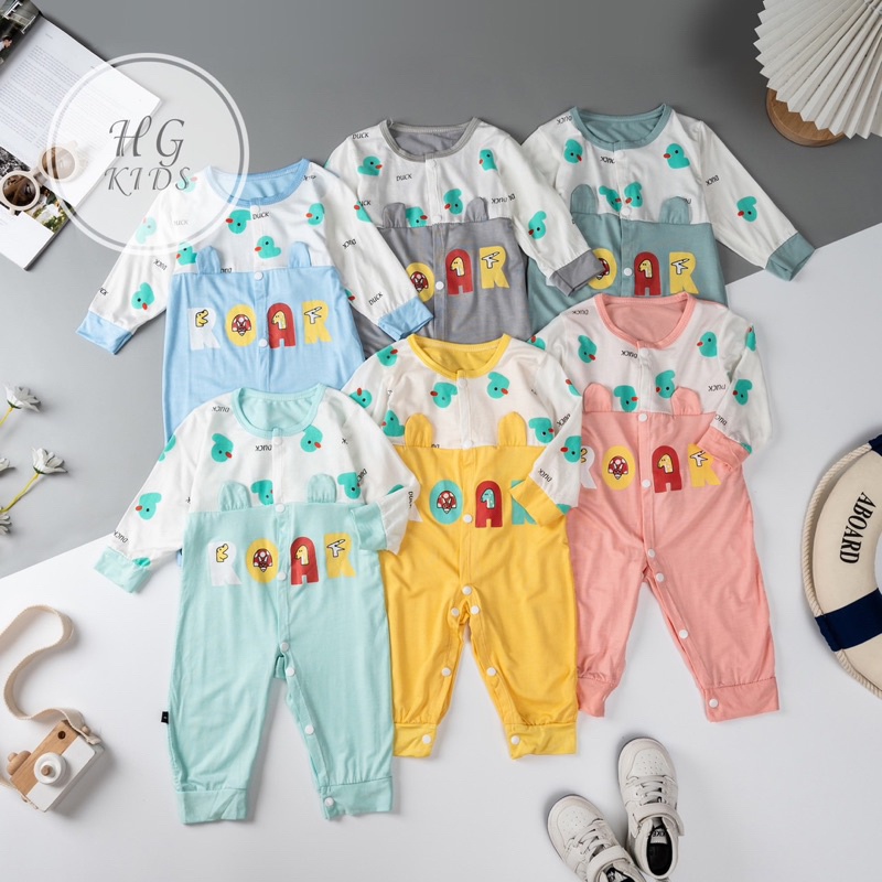 Body dài tay cài thẳng HG Kids chất thun lạnh loại 1 siêu mềm mát cho bé trai bé gái