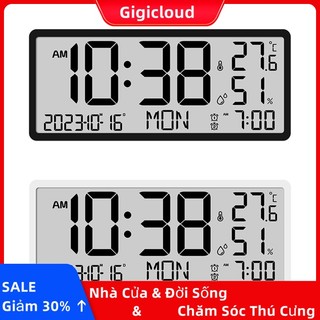 Gigicloud đồng hồ treo tường kỹ thuật số hiển thị nhiệt độ và độ ẩm đa năng hiện đại cho phòng khách