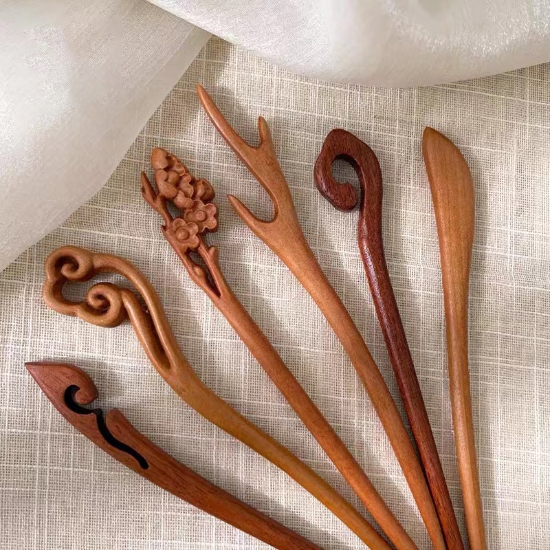 Trâm Cài Tóc Bằng Gỗ Mun Đào Tối Giản