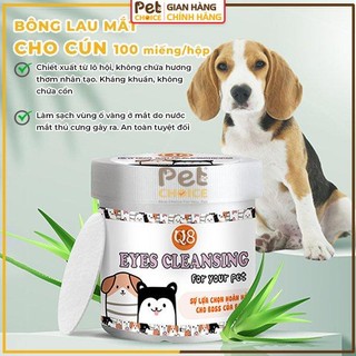 Bông ướt lau mắt cho chó, bông khăn vệ sinh làm sạch mắt thú cưng Q8, hộp 100 miếng