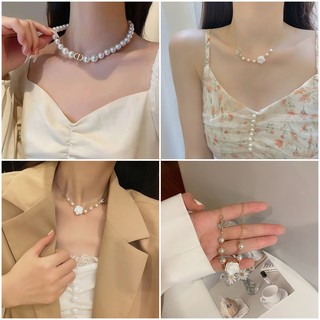 Vòng cổ Ngọc Trai Phong Cách vintage Thời Trang Cho Nữ