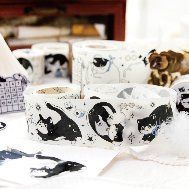 Băng Keo Giấy washi 38 / 50mm * 2 m Họa Tiết Mèo Dễ Thương Chống Thấm Nước Trang Trí Sổ Tay