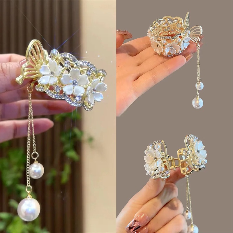 Thời Trang Kẹp Tóc Hoa Đính Ngọc Trai Cho Nữ