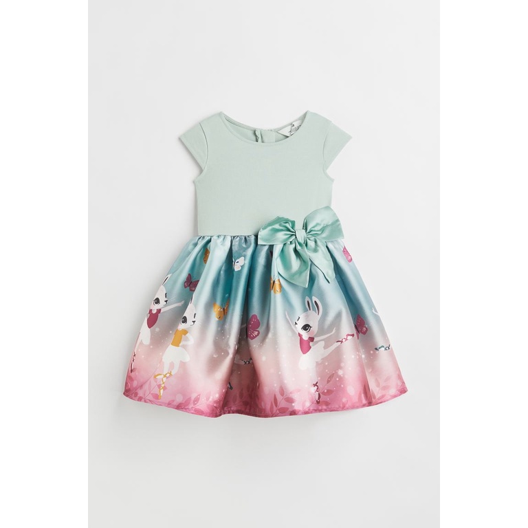 Đầm thun nơ eo họa tiết H&M xuất xịn