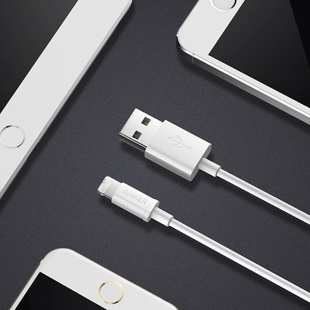 Dây Sạc ANKER A7101621 Được Chứng Nhận MFi Cho Iphone5 / 6s / 7P / SE / Ipad Air Mini Trắng