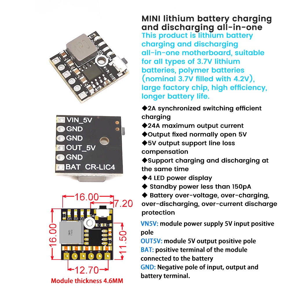 Bảng Mạch Sạc Pin lithium 5v 3.7v 4.2v 18650 Chất Lượng Cao