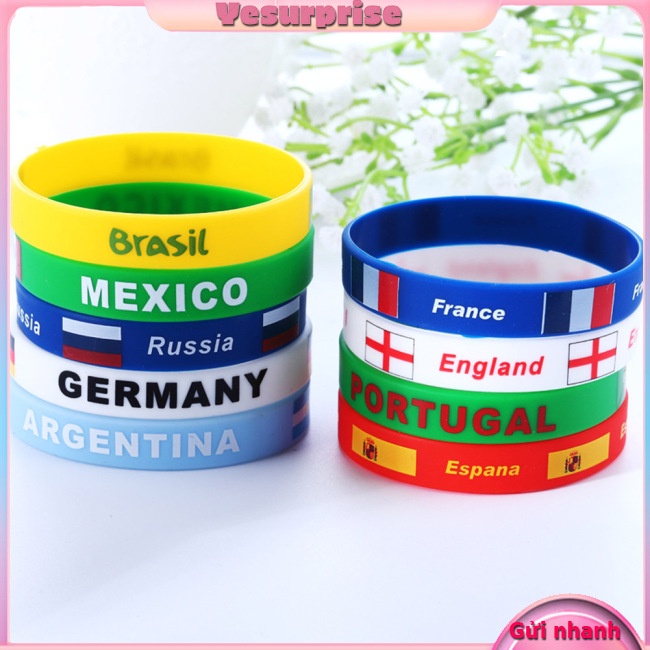 Yesurprise Vòng Tay silicone Dẻo Họa Tiết Cờ Các Nước Tham Gia world cup 2022