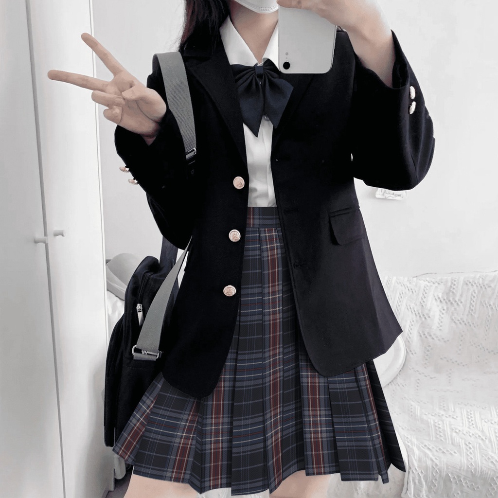 Chân Váy Chữ a Lưng Cao Họa Tiết Sọc Caro Thời Trang Cho Học Sinh