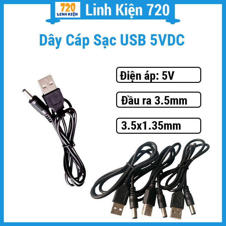 Dây cáp sạc USB 5VDC To DC3.5mm dùng sạc đa năng, sạc nguồn điện thoại, máy rửa mặt Foreo Luna Luna 2 Mini Mini 2 DeLuxe