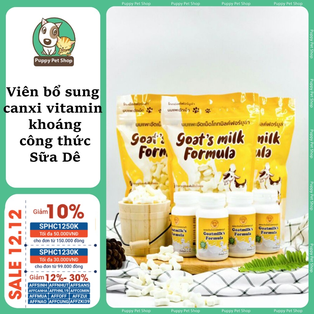 Xương thưởng sữa dê bổ sung canxi , vitamin , khoáng Goat's milk formula 500g cho chó mèo