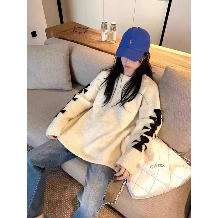 Áo Len Sáp Mềm Mại Chui Đầu Cổ Tròn Phong Cách Phương Tây Thời Trang Mùa Thu 2023