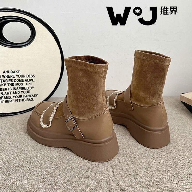 Giày Bốt martin Dạng Vớ Co Giãn Dày Dặn Phong Cách Pháp Thời Trang Thu Đông 2023 Cho Nữ