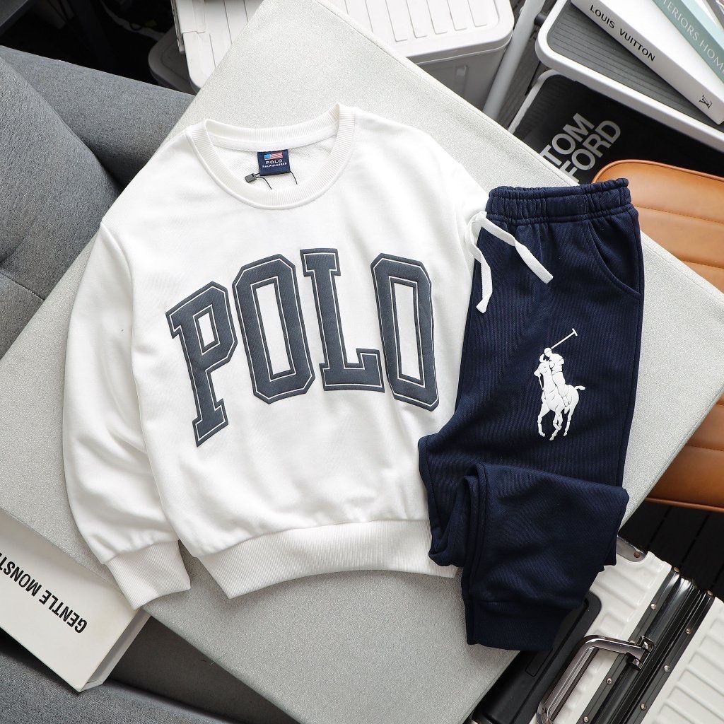 T956 - BỘ NỈ BÉ TRAI SIZE ĐẠI POLO ÉP NỔI