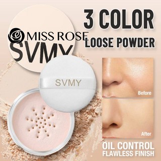 SVMY 3 màu Kiểm soát dầu Matte Loose Powder Không thấm nước Lâu trôi Che phủ toàn bộ khuôn mặt Phấn phủ dạng nén có bông phấn ღ COD