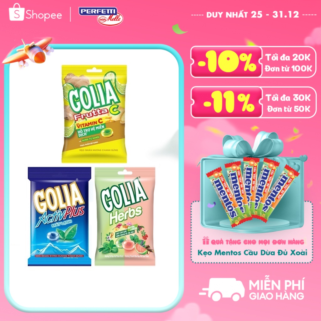 Kẹo nhân syrô Golia Activ Plus (Dạng Gói)