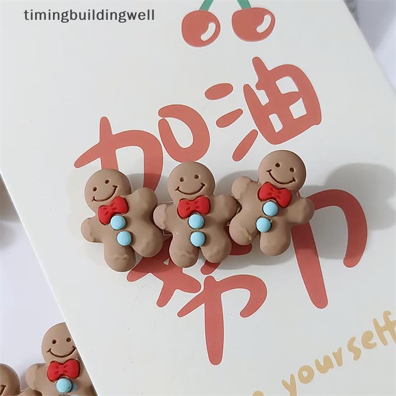 Twvn Kẹp Tóc Đơn Giản Họa Tiết Hoạt Hình Trái Tim / Bánh Mì Gừng / Bé Gái qdd