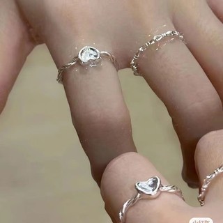 Set 2 nhẫn bạc hình trái tim xoắn ốc ngọt ngào