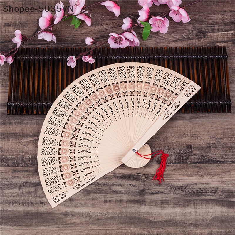 {akin} Quạt Tre Thời Trang Gấp Gọn Được Chạm Khắc Bằng Tay Trang Trí Nhà Cửa {a}
