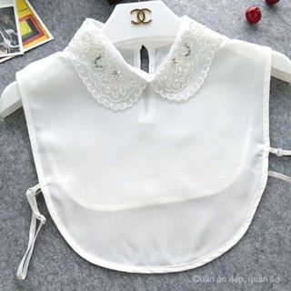 Cổ Áo Sơ Mi Giả Phối Ren Màu Trắng Hòa Tan Trong Nước Phong Cách Thời Trang Mùa Thu Hàng Mới Dành Cho Bạn Nữ