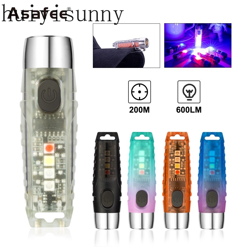Đèn pin LED Mini HYS S12 400 / 600LM Sạc USB chống nước Sạc tích hợp Pin 11 chế độ Đèn UV đỏ có kẹp