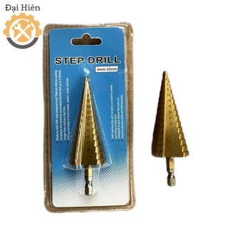 Mũi khoan tháp chuôi lục giác thép gió HSS mạ titan 4-32mm khoan nhôm, nhựa, gỗ, kim loại tiện lợi