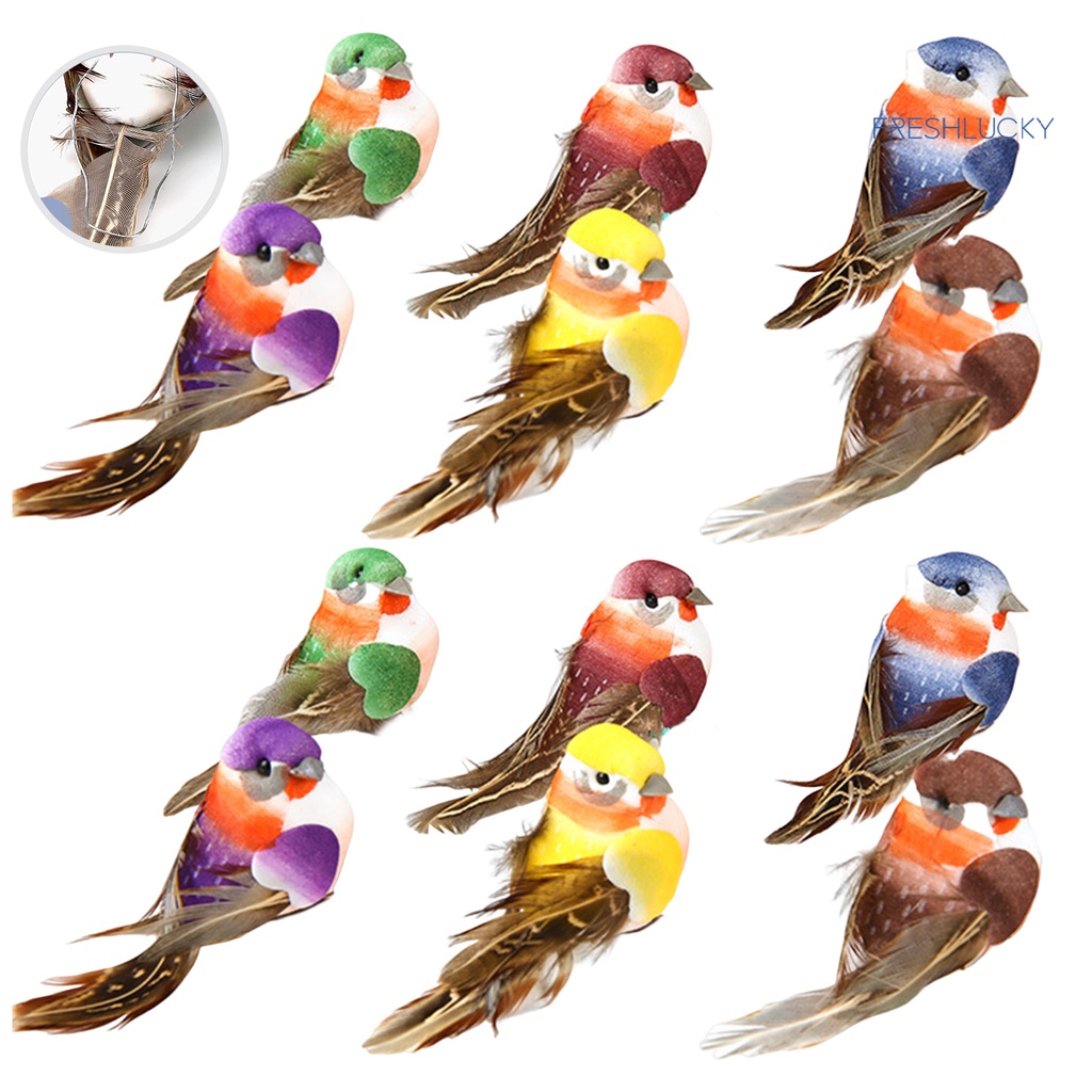Bộ 12 Chú Chim Giả Bằng Xốp Dùng Trang Trí Sân Vườn