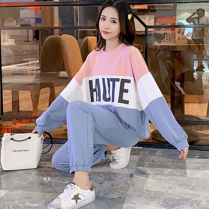 Set đồ MICHLEY gồm áo thun tay dài và quần dài thời trang cho mẹ bầu