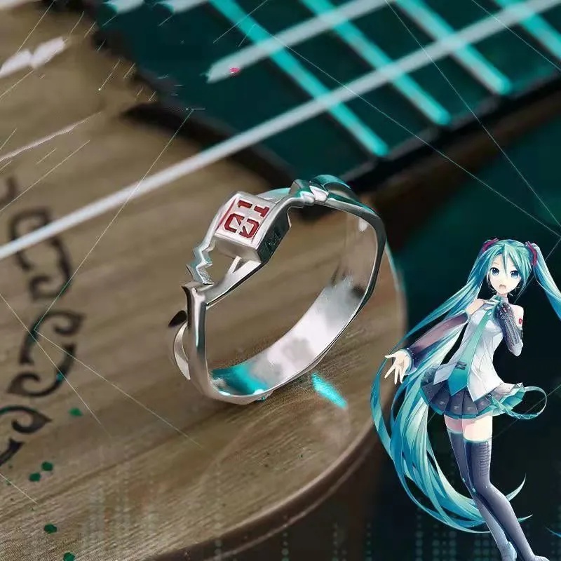 Mới Nhẫn Bạc Họa Tiết Hoạt Hình Hatsune miku Thời Trang