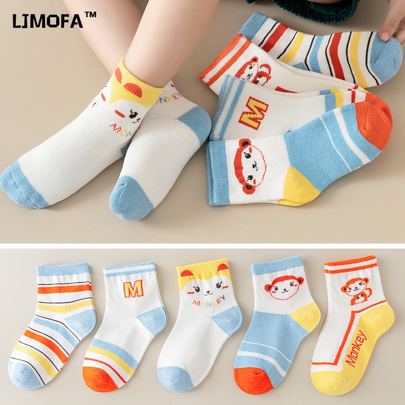 LJMOFA 5 Cặp Vớ cotton Mềm Mại Họa Tiết Cung Hoàng Đạo Hoạt Hình Đáng Yêu Dành Cho Trẻ 1-13 Tuổi