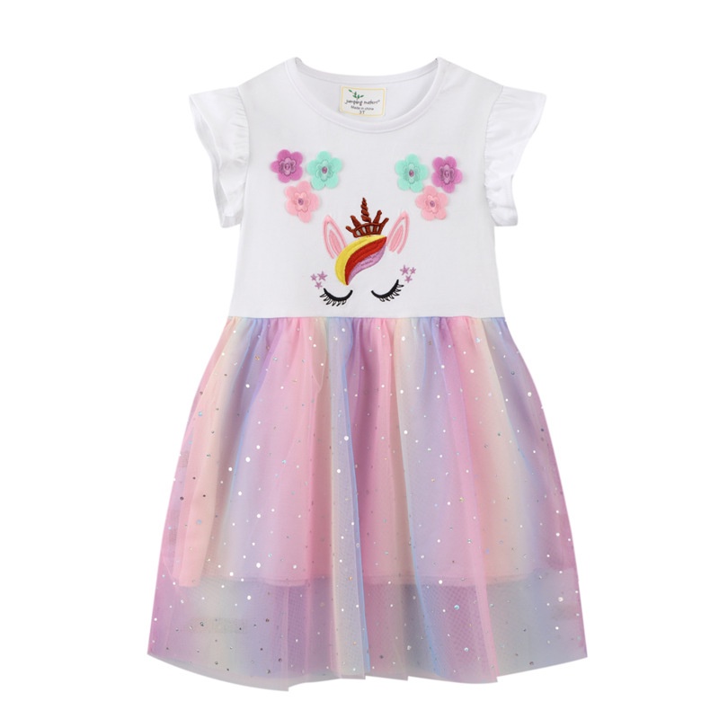 Đầm Công Chúa Mùa Hè Dáng Dài Bằng Cotton Thêu Họa Tiết Cho Bé Gái 1-7 Tuổi