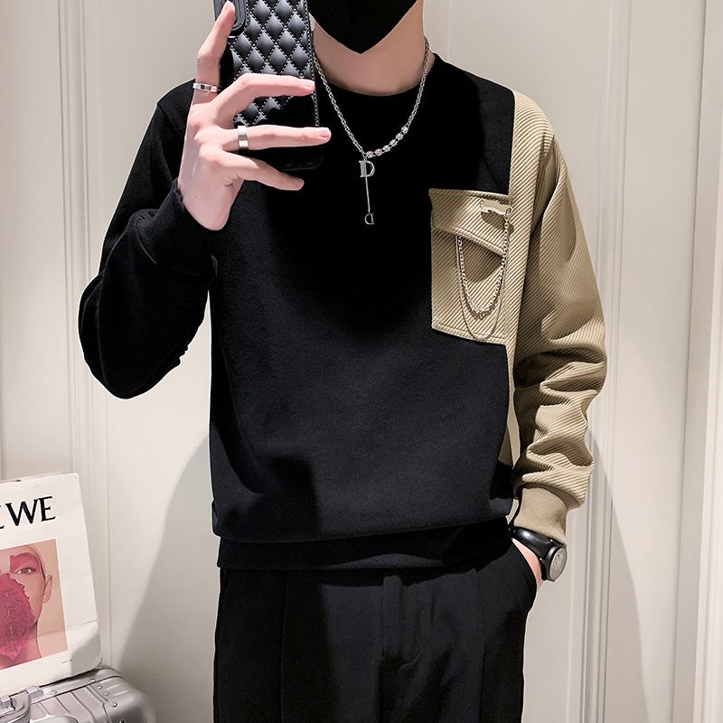 Màu Sắc Áo Thun Dài Tay Phối Màu Cá Tính Theo Phong Cách retro Hongkong Dành Cho Nam