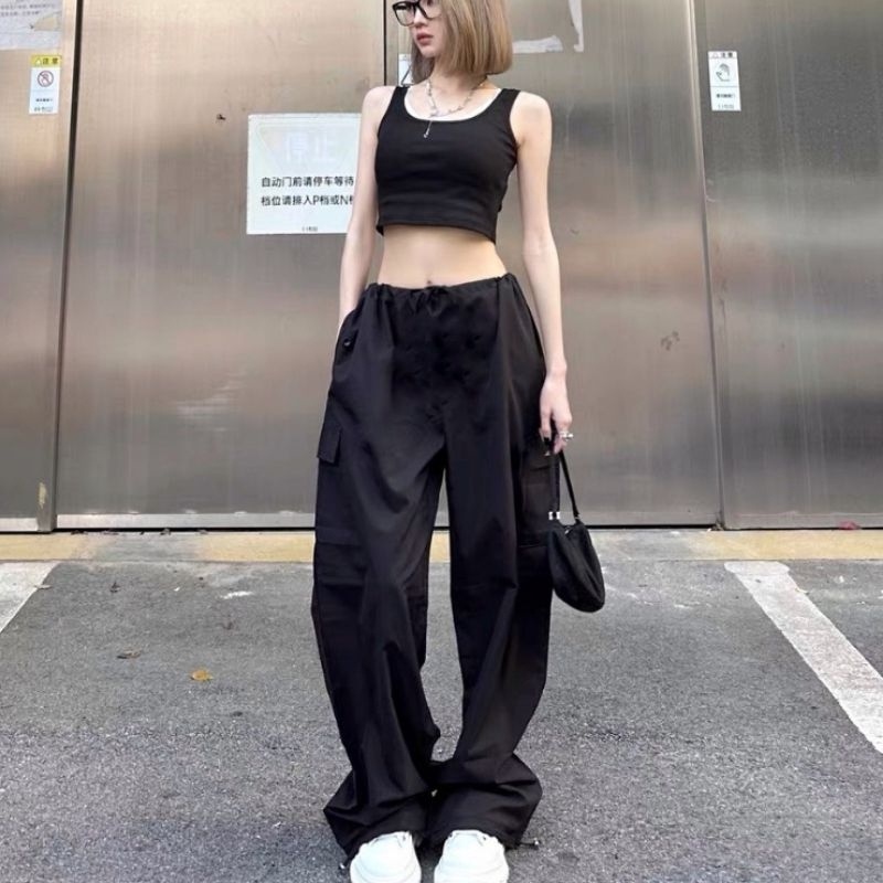 Quần Túi Hôp Nữ Rút Eo Ống Rộng Chất KaKi Loại Đẹp, Quần Jogger Bo Rút Gấu Bigsize 85kg MA209