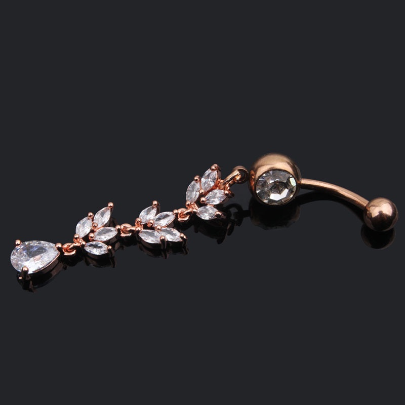 Thời Trang 1 Khuyên Rốn Dạng Tua Rua Dài Đính Đá zircon Lấp Lánh