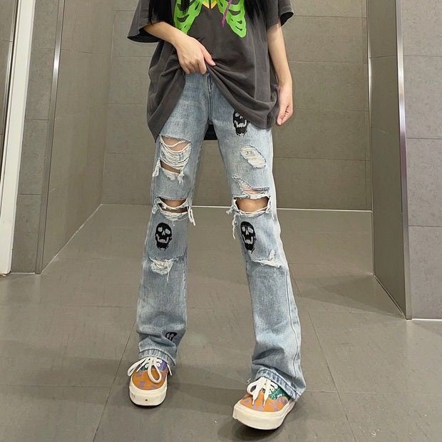 Mới Quần jeans Dài Ống Loe Thời Trang Dành Cho Nữ