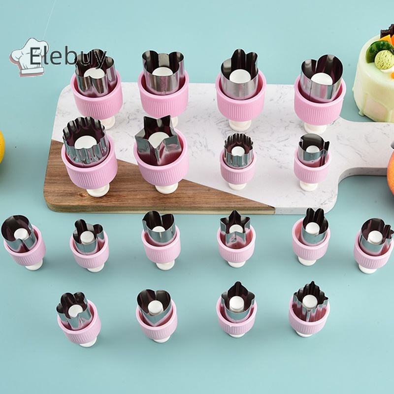 Khuôn cắt bánh quy ELEBUY mini dạng nhấn bằng thép không gỉ đa năng cho trẻ em