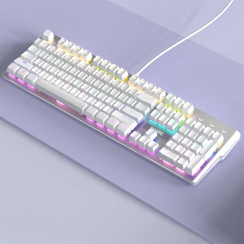 Bàn Phím Cơ Gaming Basic KB3 Luxury Cao Cấp 104 Phím Màu Hồng Có Dây/ Đèn LED Chống Nước Chơi Game Cho Máy Tính/laptop