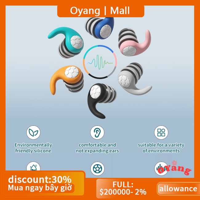 Oyang Nút Bịt Tai Bằng Silicon Chống Nước Thoải Mái Có Thể Tái Sử Dụng Dùng Khi Đi Bơi / Lướt Sóng / Ngủ