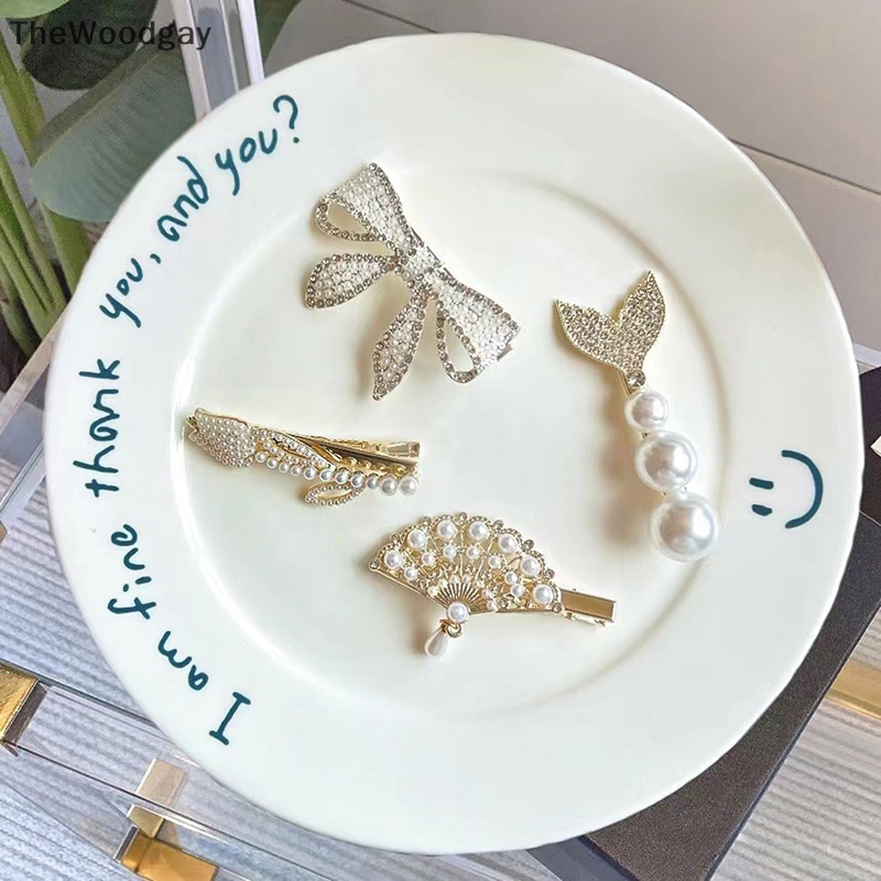 1 Kẹp Tóc Hình Cánh Bướm Đính Ngọc Trai Thời Trang Cho Nữ