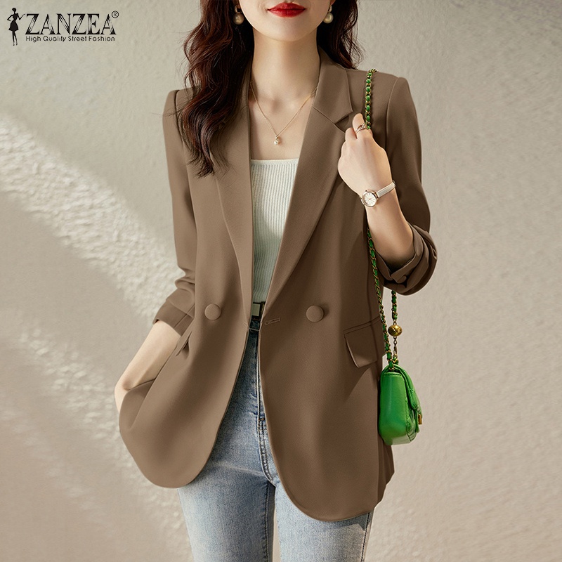 Zanzea Áo Khoác blazer Dài Tay Hở Vai Phong Cách Hàn Quốc Dành Cho Nữ