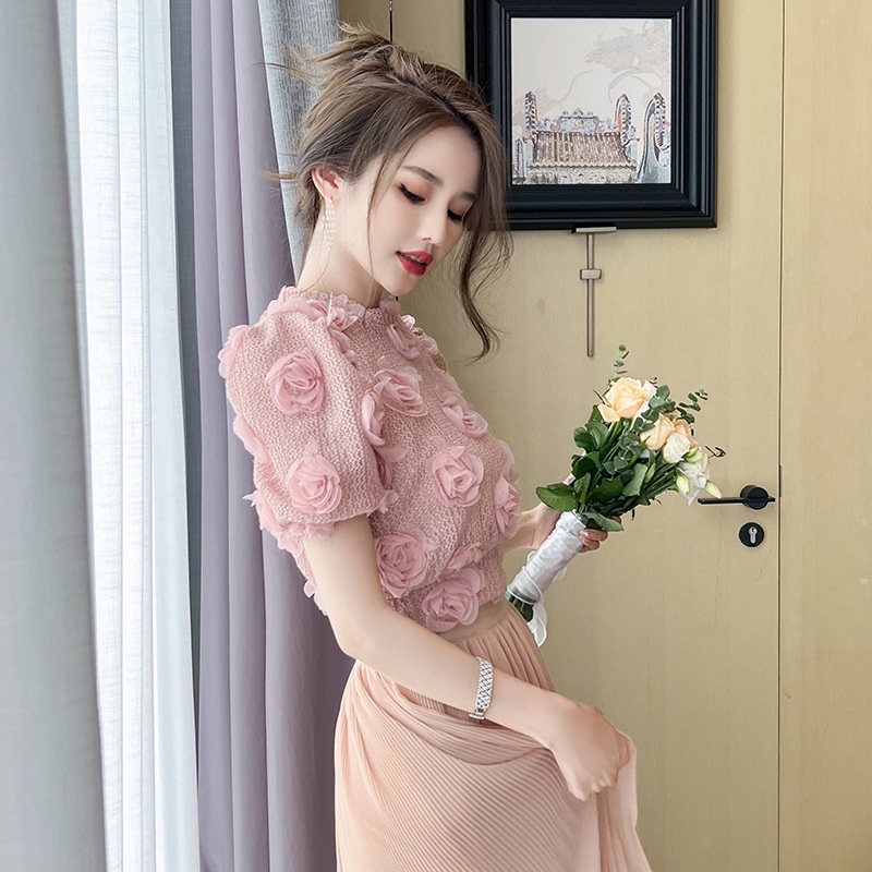 Áo Dệt Kim Tay Phồng Họa Tiết Hoa Thời Trang Pháp 2023 Cho Nữ 50120