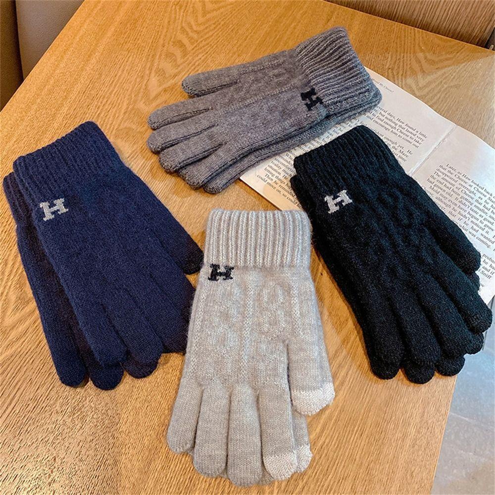 Găng Tay Len Lông Cừu Màu Trơn Giữ Ấm Dùng Được Màn Hình Cảm Ứng Chất Lượng Cao Dùng Khi Lái Xe Dành Cho Nam
