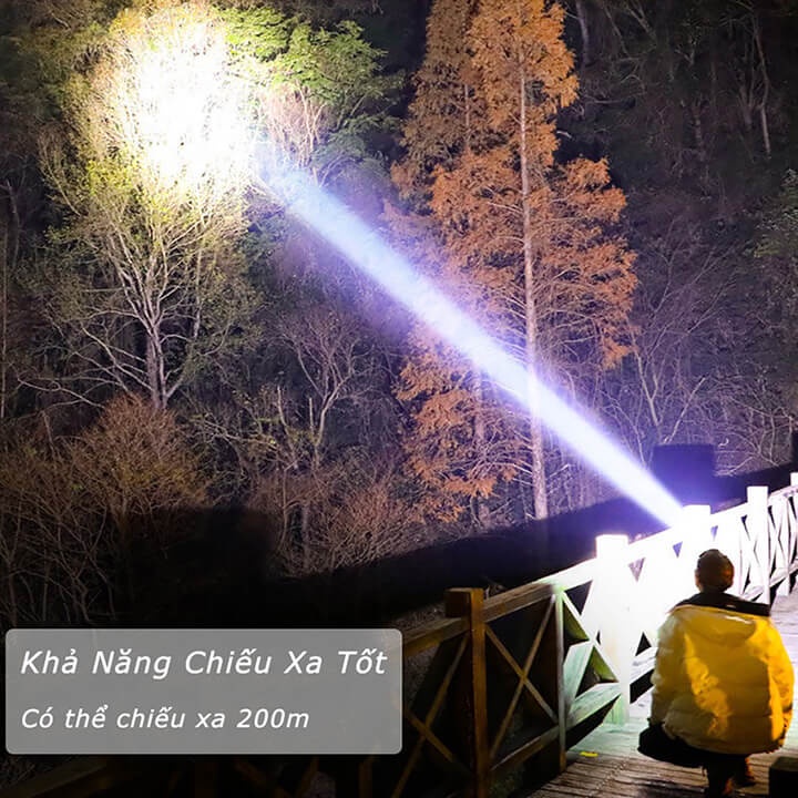 Đèn pin đội đầu 1 bóng siêu sáng chiếu xa 200m chống thấm nước 3 chế độ sáng có zoom xa gần đèn pin đeo trán đèn đội đầu