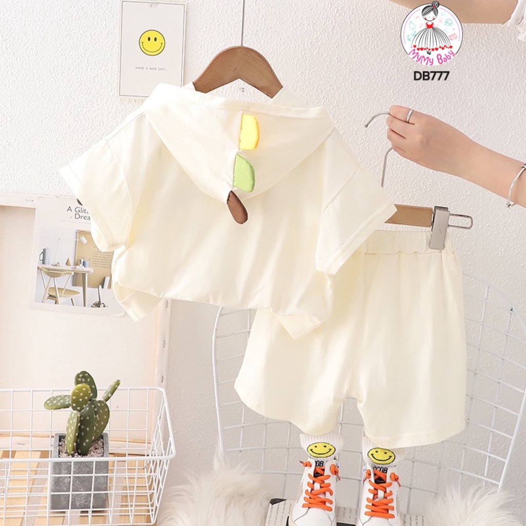 Đồ bộ hoodie kem mặt thú sắc màu thun