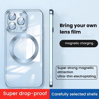 Sang Trọng Ốp Điện Thoại tpu Siêu Mỏng Trong Suốt Từ Tính Bảo Vệ Ống Kính Máy Ảnh Cho iphone 15 14 13 12 pro max 11