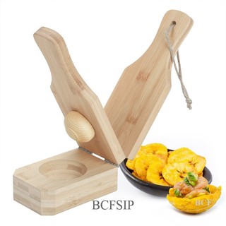 Bcf dụng cụ ép chuối 2 trong 1 bằng gỗ màu xanh lá cây