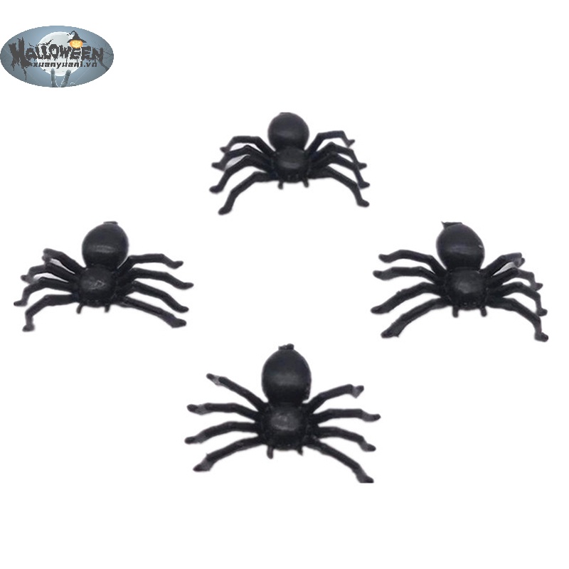 Set 50 Mô Phỏng Nhện Nhựa Màu Đen Trang Trí halloween vn