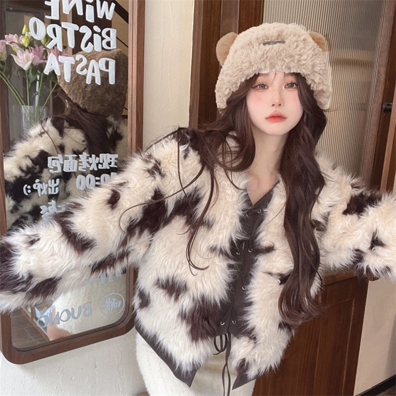 Mũ Trùm Đầu Giữ Ấm Tai Bằng Lông Nhung Dễ Thương Xinh Xắn Phong Cách Hàn Quốc