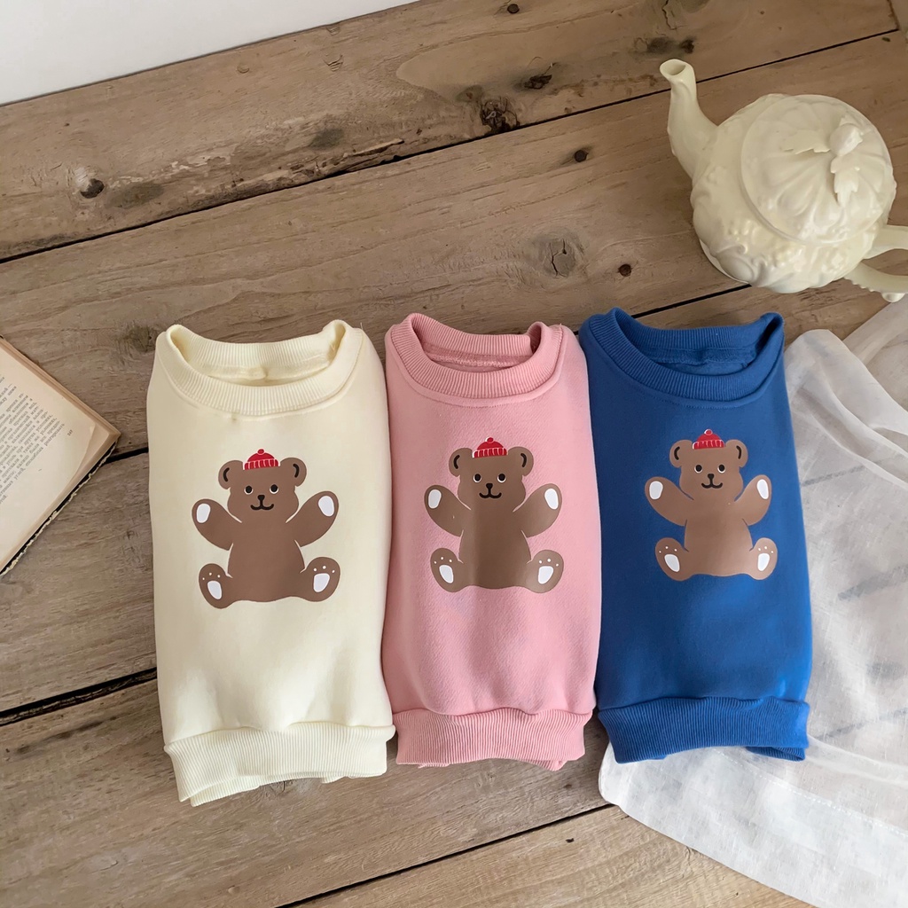 Áo Sweater Tay Dài in Hình Gấu Dễ Thương Cho Bé Từ Quần Áo Trẻ Em 0-2 Tuổi