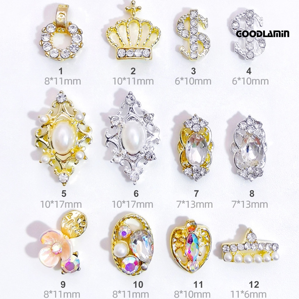 Set 10 Phụ Kiện Trang Trí Móng Tay 3d Hình Vương Miện Xinh Xắn